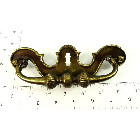 4 Vintage Brass Drawer Pulls Ornate French Provincial Style Hardware Handles - Picture 4 of 4